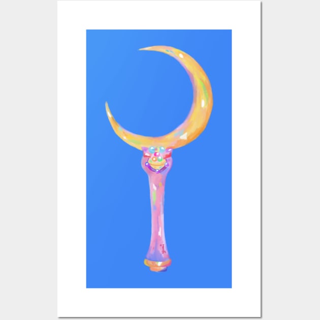 moon wand blue Wall Art by prettyguardianstudio